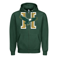 Sports Green husson  eagles Zipper Hoodie - linhVisuals