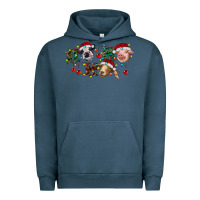 Pigment Midnight Navy Hohoho Christmas Cows Urban Hoodie - RanaPortraitStore