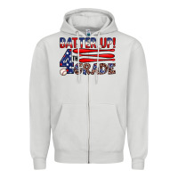 Dove Grey batter up 4th grade Zipper Hoodie - JahusDesignShop