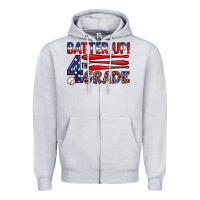 Heather Grey batter up 4th grade Zipper Hoodie - JahusDesignShop