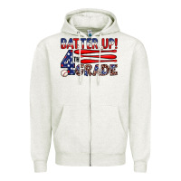 Oatmeal Heather batter up 4th grade Zipper Hoodie - JahusDesignShop
