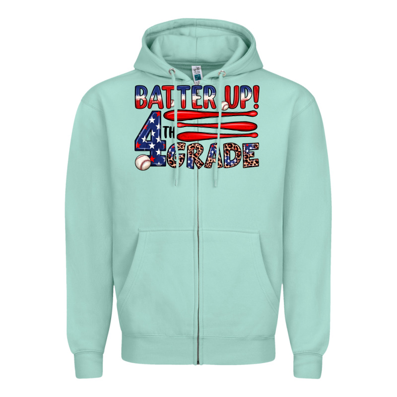 Batter Up 4th Grade Zipper Hoodie by JahusDesignShop | Teevron