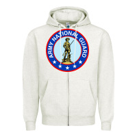 Oatmeal Heather army national guard Zipper Hoodie - linhVisuals