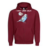 Burgundy parakeet bird biting finger funny i only look calm Zipper Hoodie - linhVisuals
