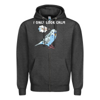 Charcoal Heather parakeet bird biting finger funny i only look calm Zipper Hoodie - linhVisuals