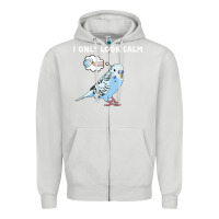 Dove Grey parakeet bird biting finger funny i only look calm Zipper Hoodie - linhVisuals