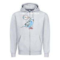 Heather Grey parakeet bird biting finger funny i only look calm Zipper Hoodie - linhVisuals