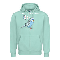 Seafoam parakeet bird biting finger funny i only look calm Zipper Hoodie - linhVisuals