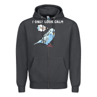 Smoke parakeet bird biting finger funny i only look calm Zipper Hoodie - linhVisuals