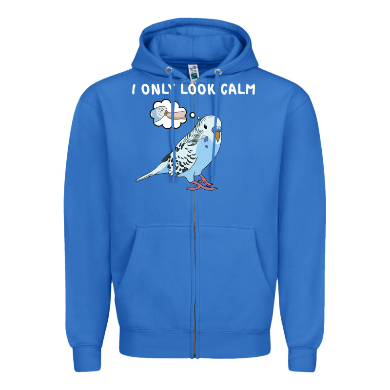 Parakeet Bird Biting Finger Funny I Only Look Calm Zipper Hoodie by linhVisuals | Teevron