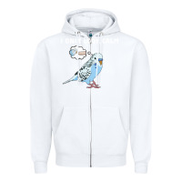 White parakeet bird biting finger funny i only look calm Zipper Hoodie - linhVisuals
