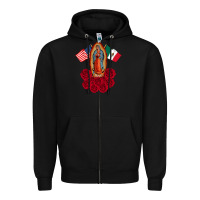 Black our lady virgen de guadalupe mexican american flag holiday Zipper Hoodie - linhVisuals