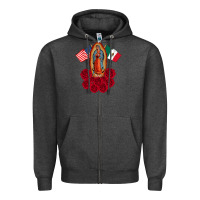 Charcoal Heather our lady virgen de guadalupe mexican american flag holiday Zipper Hoodie - linhVisuals
