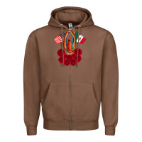 Chestnut our lady virgen de guadalupe mexican american flag holiday Zipper Hoodie - linhVisuals