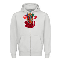 Dove Grey our lady virgen de guadalupe mexican american flag holiday Zipper Hoodie - linhVisuals