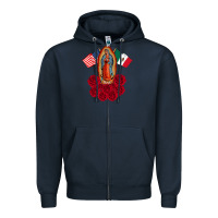 Navy our lady virgen de guadalupe mexican american flag holiday Zipper Hoodie - linhVisuals