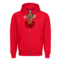 Red our lady virgen de guadalupe mexican american flag holiday Zipper Hoodie - linhVisuals