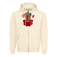 Sandshell our lady virgen de guadalupe mexican american flag holiday Zipper Hoodie - linhVisuals