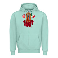 Seafoam our lady virgen de guadalupe mexican american flag holiday Zipper Hoodie - linhVisuals