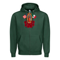 Sports Green our lady virgen de guadalupe mexican american flag holiday Zipper Hoodie - linhVisuals