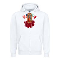 White our lady virgen de guadalupe mexican american flag holiday Zipper Hoodie - linhVisuals