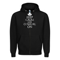 Black keep calm and cowgirl horse Zipper Hoodie - linhVisuals