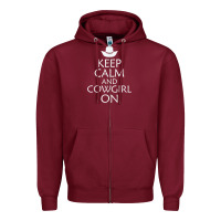Burgundy keep calm and cowgirl horse Zipper Hoodie - linhVisuals
