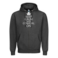 Charcoal Heather keep calm and cowgirl horse Zipper Hoodie - linhVisuals