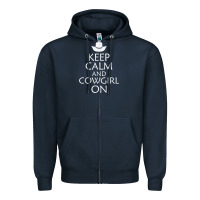 Navy keep calm and cowgirl horse Zipper Hoodie - linhVisuals