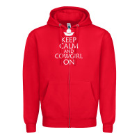 Red keep calm and cowgirl horse Zipper Hoodie - linhVisuals