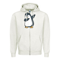 Oatmeal Heather penguin dabbing funny Zipper Hoodie - linhVisuals