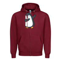 Burgundy penguin dabbing funny Zipper Hoodie - linhVisuals