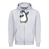 Heather Grey penguin dabbing funny Zipper Hoodie - linhVisuals