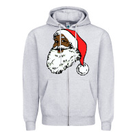 Heather Grey black santa claus christmas Zipper Hoodie - linhVisuals