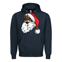 Navy black santa claus christmas Zipper Hoodie - linhVisuals
