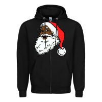 Black black santa claus christmas Zipper Hoodie - linhVisuals
