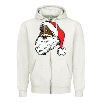 Oatmeal Heather black santa claus christmas Zipper Hoodie - linhVisuals