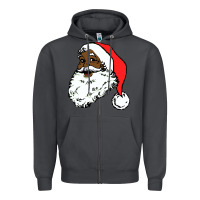 Black Santa Claus Christmas Zipper Hoodie | Teevron