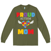 Army Green lil autism mom Long Sleeve Tee - CowhideDigitalArt