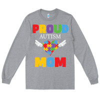 Heather Grey lil autism mom Long Sleeve Tee - CowhideDigitalArt