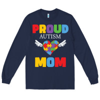 Navy lil autism mom Long Sleeve Tee - CowhideDigitalArt