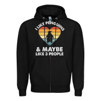 Black i like penguins and 3 people vintage Zipper Hoodie - linhVisuals