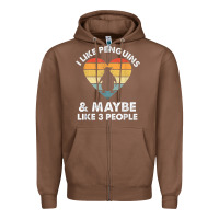 Chestnut i like penguins and 3 people vintage Zipper Hoodie - linhVisuals