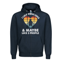 Navy i like penguins and 3 people vintage Zipper Hoodie - linhVisuals