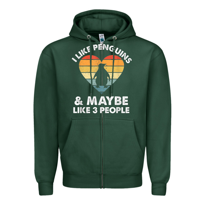 I Like Penguins And 3 People Vintage Zipper Hoodie by linhVisuals | Teevron