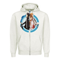 Oatmeal Heather sword art online -  kirito and asuna Zipper Hoodie - linhVisuals