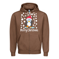 Chestnut penguin merry christmas with snow Zipper Hoodie - linhVisuals