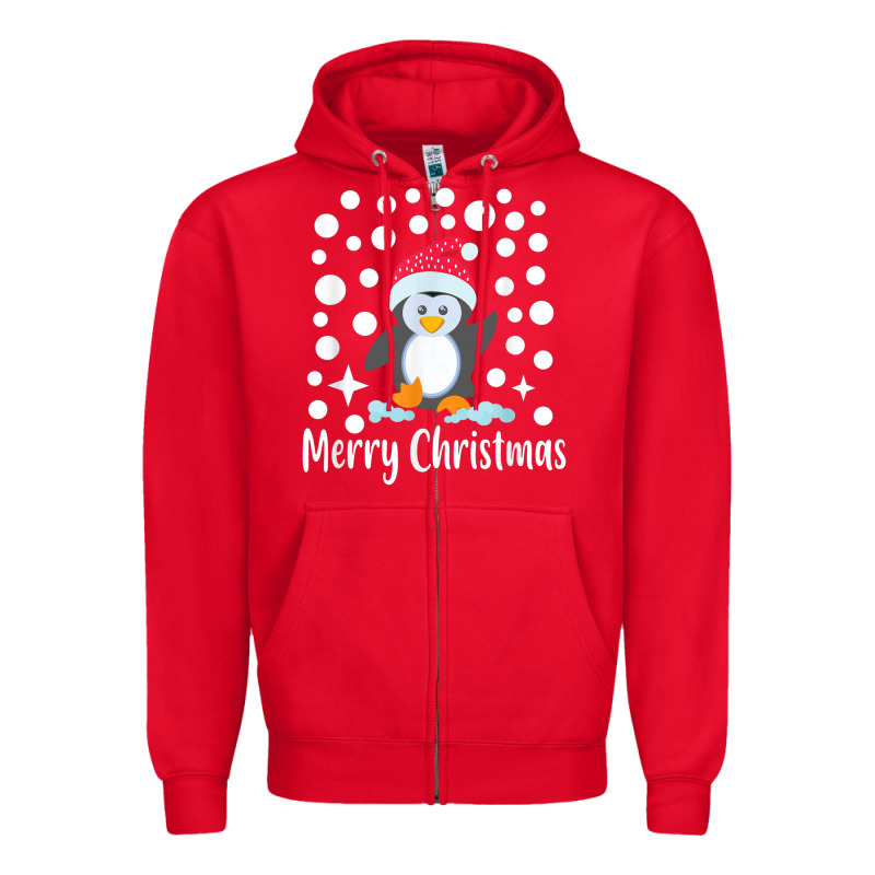 Penguin Merry Christmas With Snow Zipper Hoodie by linhVisuals | Teevron