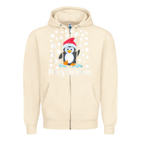 Sandshell penguin merry christmas with snow Zipper Hoodie - linhVisuals