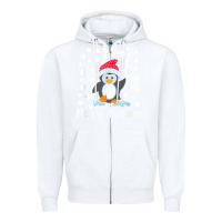 White penguin merry christmas with snow Zipper Hoodie - linhVisuals